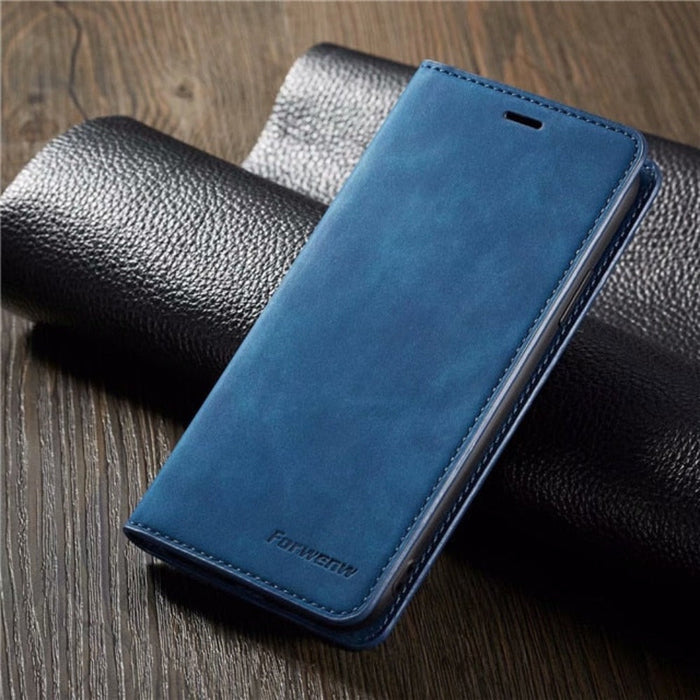 Magnetic Leather Card Holder Flip Case for iPhone Series 10 to 14: brown, black folio smartphone wallet case, minimal practic