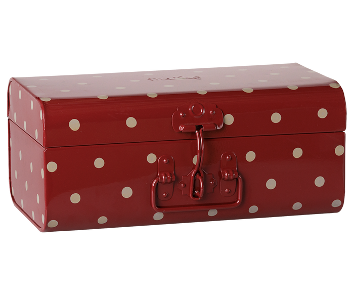 Maileg Metal Storage Suitcase Small  Dark Red  With Tray FW26 DUE NOV