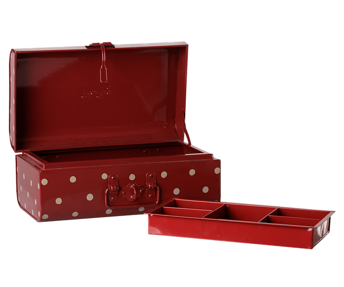 Maileg Metal Storage Suitcase Small  Dark Red  With Tray FW26 DUE NOV