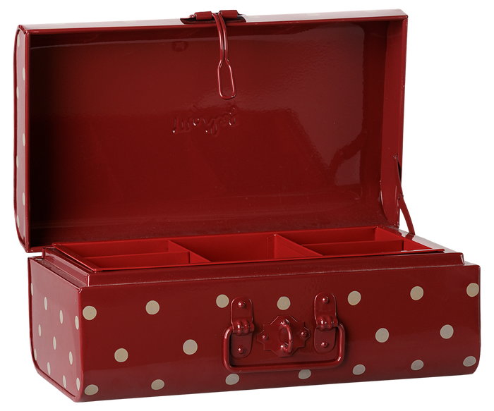 Maileg Metal Storage Suitcase Small  Dark Red  With Tray FW26 DUE NOV