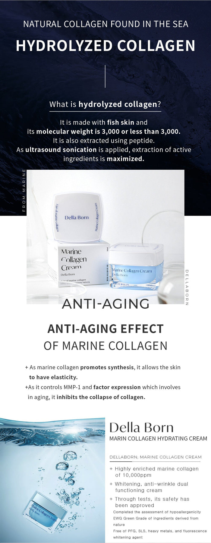 Marine Collagen Cream, 50ml: Della Born from Korea: light blue sleeveless top, minimal style