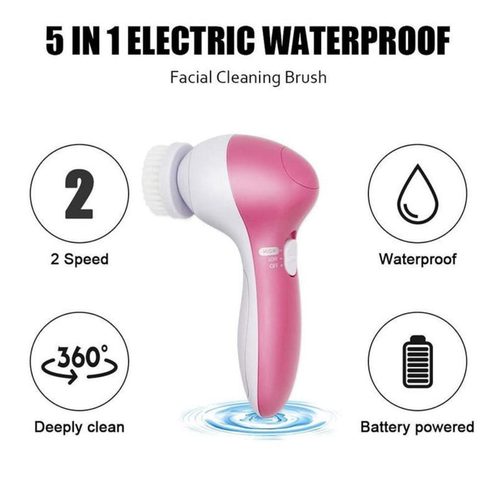 Massage Brush Set for Facial Cleansing: pink, white handheld facial cleansing brush, minimal style
