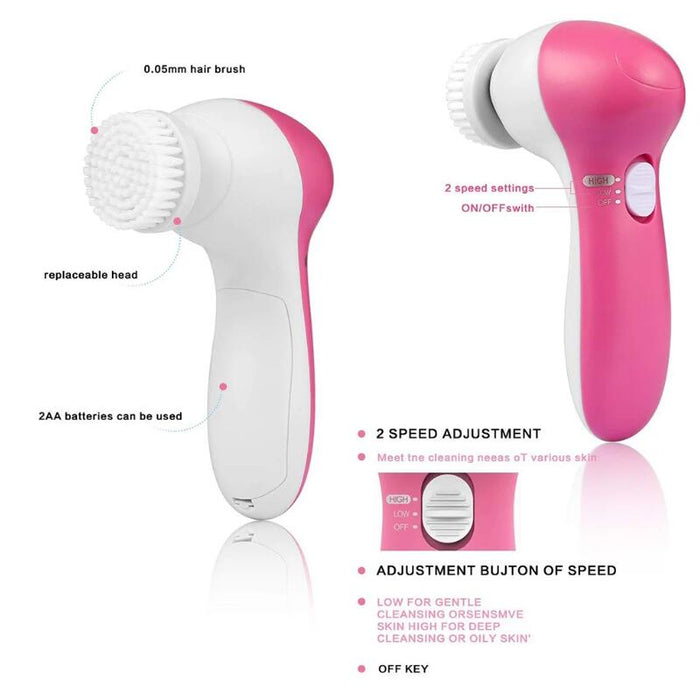 Massage Brush Set for Facial Cleansing: pink, white handheld facial cleansing brush, minimal style