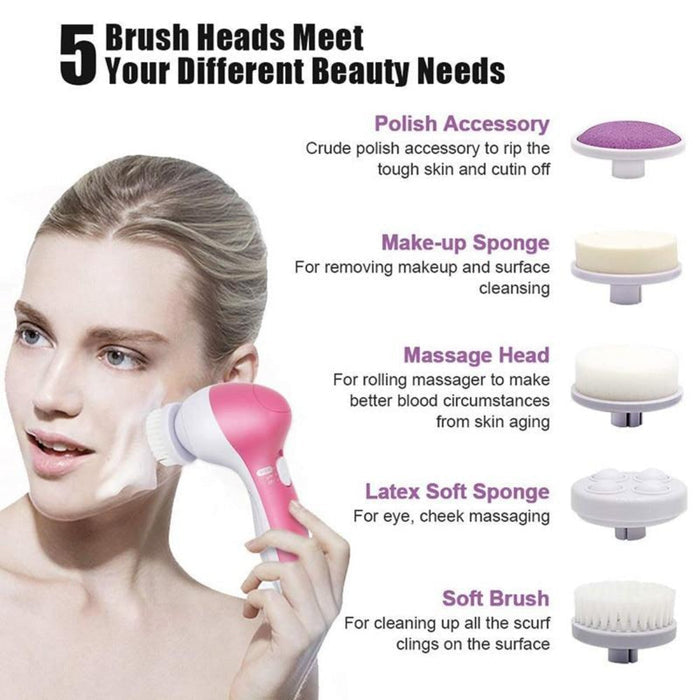 Massage Brush Set for Facial Cleansing: pink, white handheld facial cleansing brush, minimal style