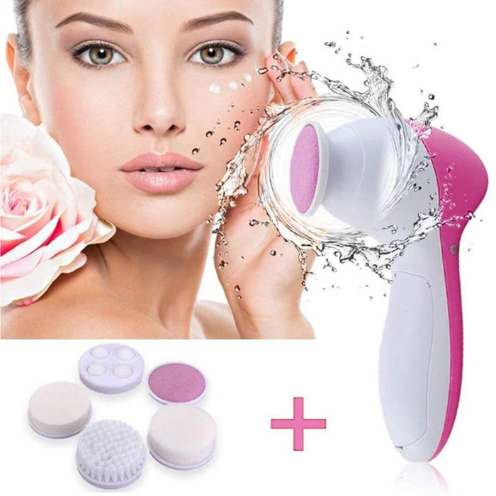 Massage Brush Set for Facial Cleansing: pink, white handheld facial cleansing brush, minimal style