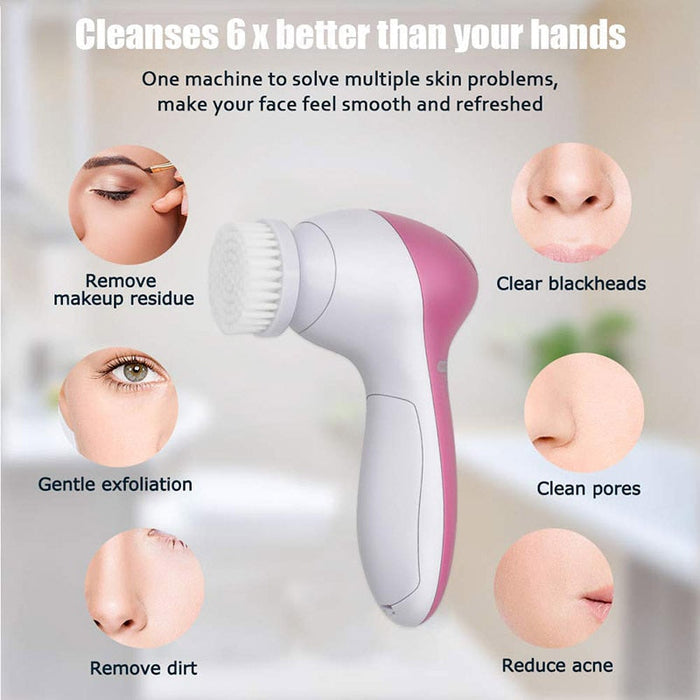 Massage Brush Set for Facial Cleansing: pink, white handheld facial cleansing brush, minimal style