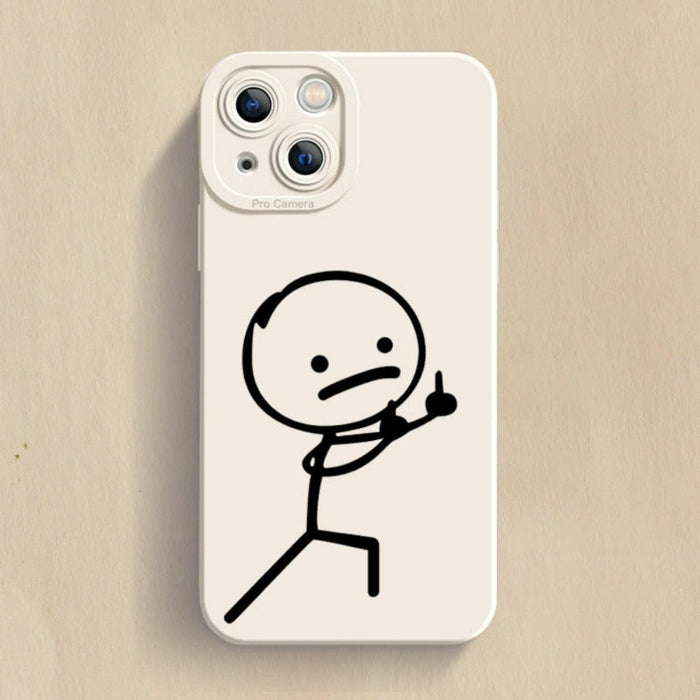 Matchman iPhone Case, Stylish Phone Cover with a Theme: blue, white stick-figure characters, minimal cartoon style