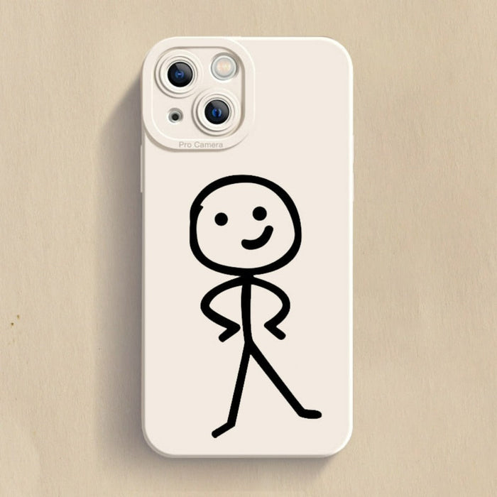 Matchman iPhone Case, Stylish Phone Cover with a Theme: blue, white stick-figure characters, minimal cartoon style