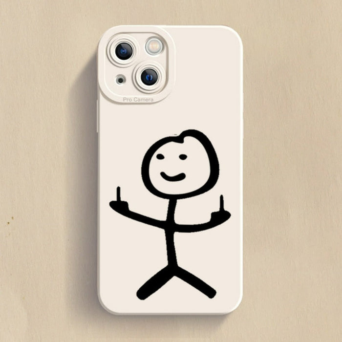 Matchman iPhone Case, Stylish Phone Cover with a Theme: blue, white stick-figure characters, minimal cartoon style