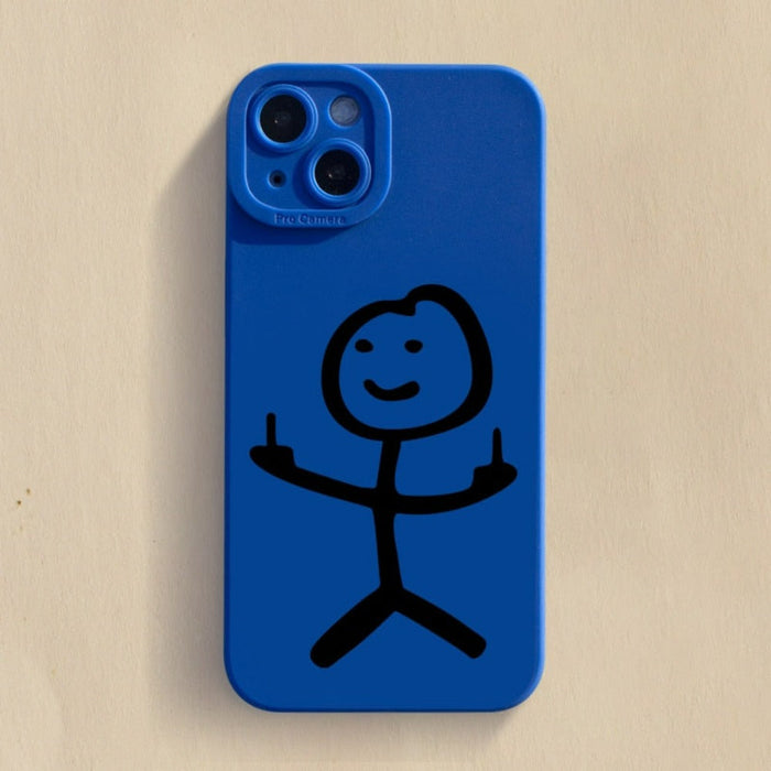 Matchman iPhone Case, Stylish Phone Cover with a Theme: blue, white stick-figure characters, minimal cartoon style