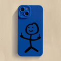 Matchman iPhone Case, Stylish Phone Cover with a Theme: blue, white stick-figure characters, minimal cartoon style