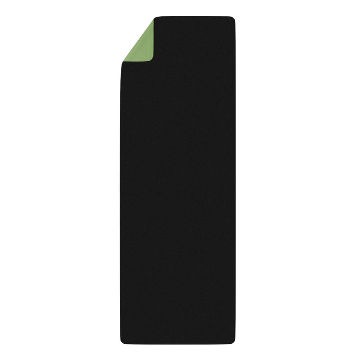 Meadow Yoga Mat with Geometric Design: light green, dark green abstract geometric grid/tunnel pattern, minimal geometric styl