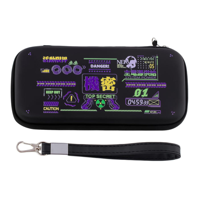 Mecha Switch OLED Case: Cyberpunk Protection and Style: black, red Evangelion; Shikinami Asuka Langley text and imagery, anim