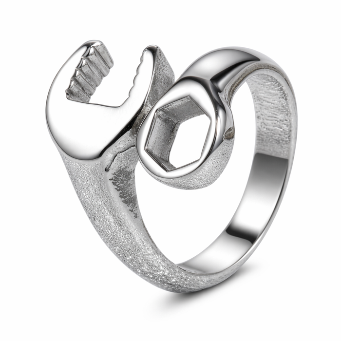 Mechanic's Band Ring for Men Silver