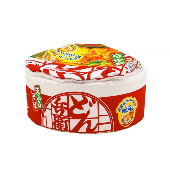 Medium Pet Ramen Pillow Bed: red, white instant noodle cup theme, kawaii style