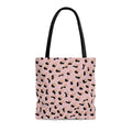 Medium Pink Shopper Tote Bag with Leopard Print: light pink, black tote bag, minimal graphic pattern style