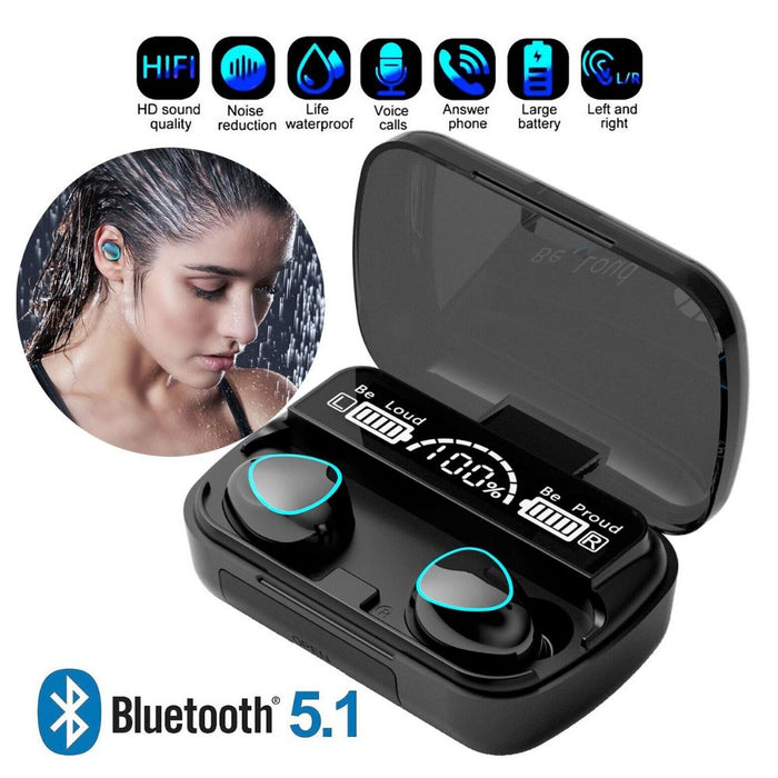 MEGA Dragon 10PRO HD Stereo Bluetooth Earbuds: black, cyan wireless earbuds with charging case, modern tech product style