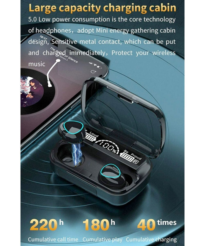MEGA Dragon 10PRO HD Stereo Bluetooth Earbuds: black, cyan wireless earbuds with charging case, modern tech product style