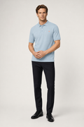 Men's Collared Shirt with Logo on the Chest BLUE