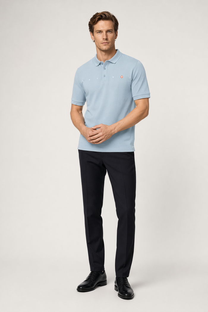 Men's Collared Shirt with Logo on the Chest BLUE