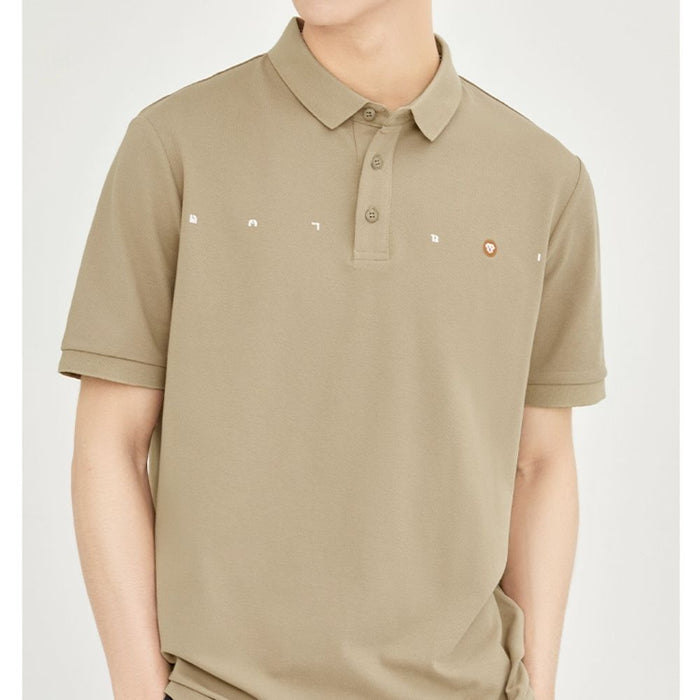 Men's Collared Shirt with Logo on the Chest: light blue, white short-sleeve polo shirt, minimal style
