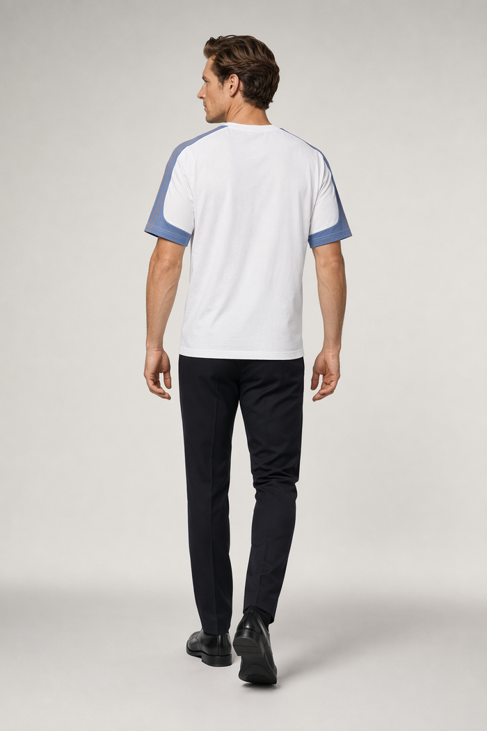 Men's Striped Drop Shoulder Tee White