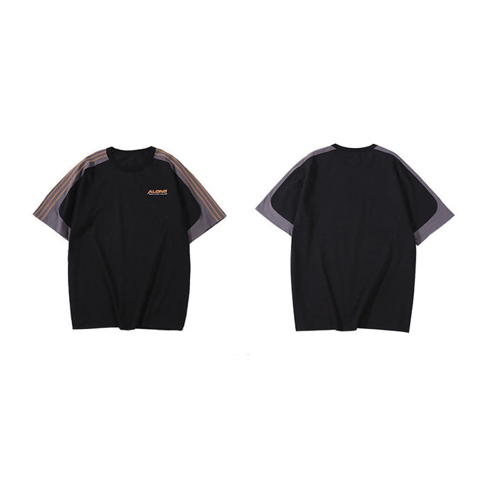 Men's Striped Drop Shoulder Tee: white, blue short-sleeve T-shirt, casual sporty style