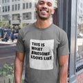 Men's Superb Appearance Tee: gray, white graphic T-shirt, casual graphic style