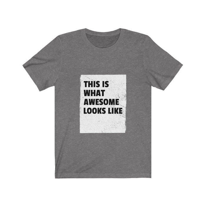 Men's Superb Appearance Tee: gray, white graphic T-shirt, casual graphic style