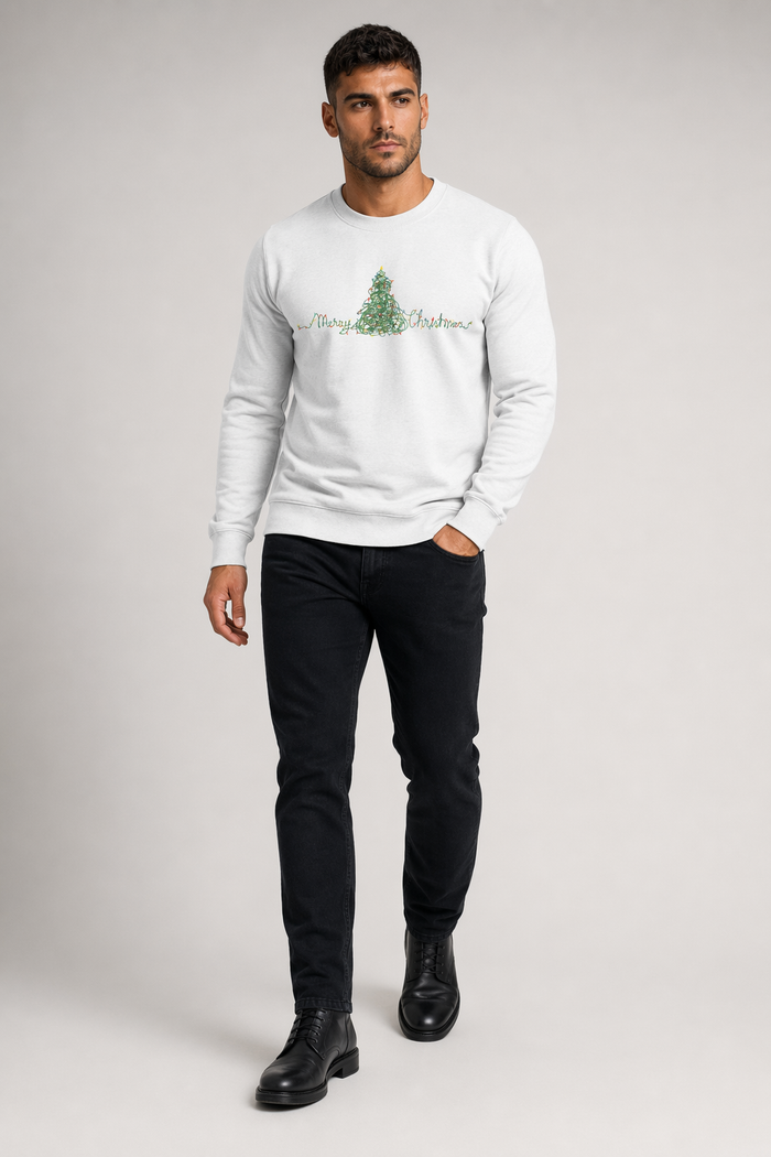Men's Sweater with Festive Tree Design Default