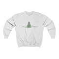 Men's Sweater with Festive Tree Design: white, green Christmas tree theme, minimal festive style