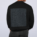 Men's Swirled Back Design Sweatshirt: black, dark gray jacket, minimal graphic style