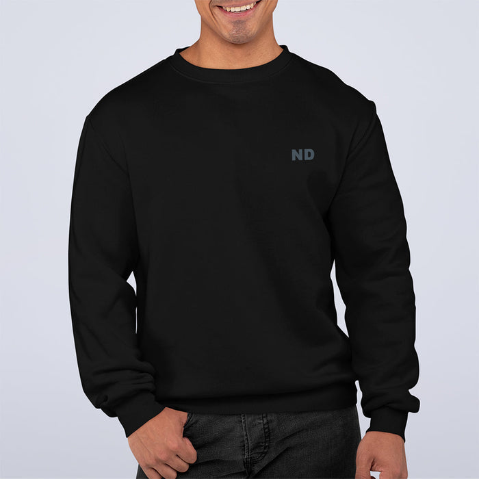 Men's Swirled Back Design Sweatshirt: black, dark gray jacket, minimal graphic style