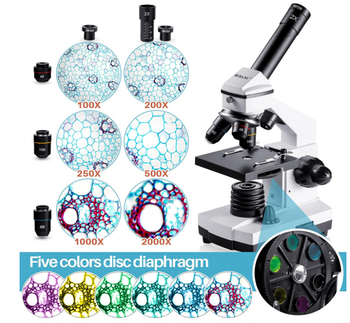 Microscope Kit Biological Compound Student Kids Adult Lab School Science-239