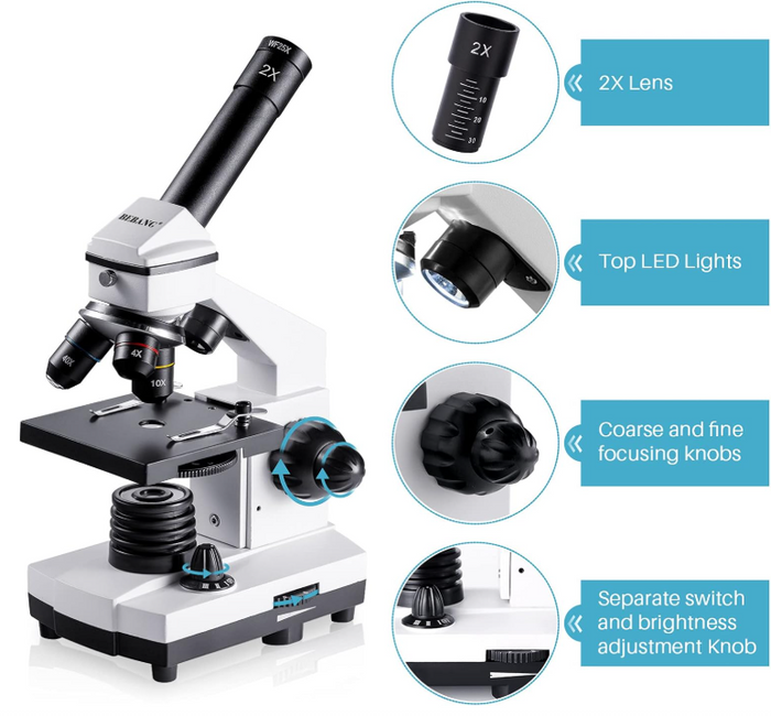 Microscope Kit Biological Compound Student Kids Adult Lab School Science-239