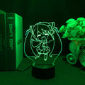 Miku LED Night Light with Remote: green, black cartoon/anime girl character, cartoon, anime-inspired style