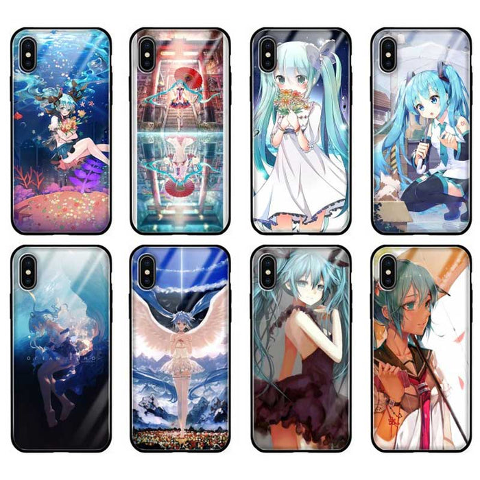 Miku phone cases with crystal-clear graphics: blue, teal anime-style female characters, anime, colorful, fantasy style