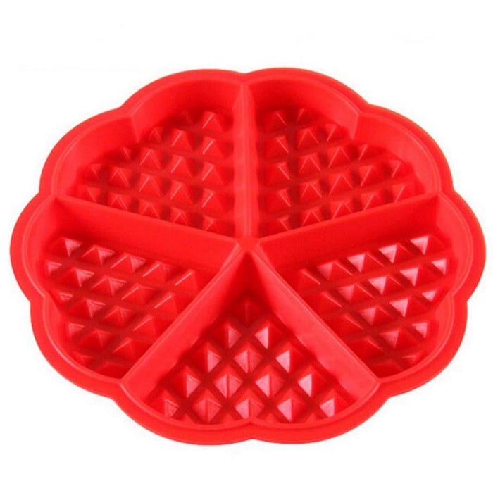 Mini Circular Waffle and Pancake Baking Mold, Bulk Set of 20: red six-section waffle mold or tray, minimal style