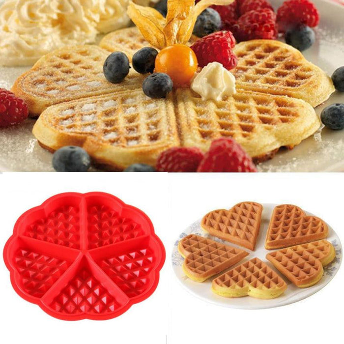 Mini Circular Waffle and Pancake Baking Mold, Bulk Set of 20: red six-section waffle mold or tray, minimal style