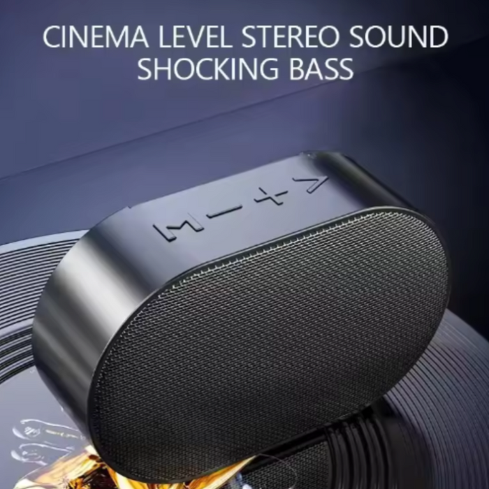 Mini Portable Speaker with Powerful Bass and Bluetooth 5.0 Connectivity: black, dark gray portable speaker, minimal style