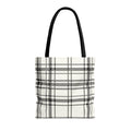 Monochromatic Checkered Handbag: white, black tote bag, minimal style