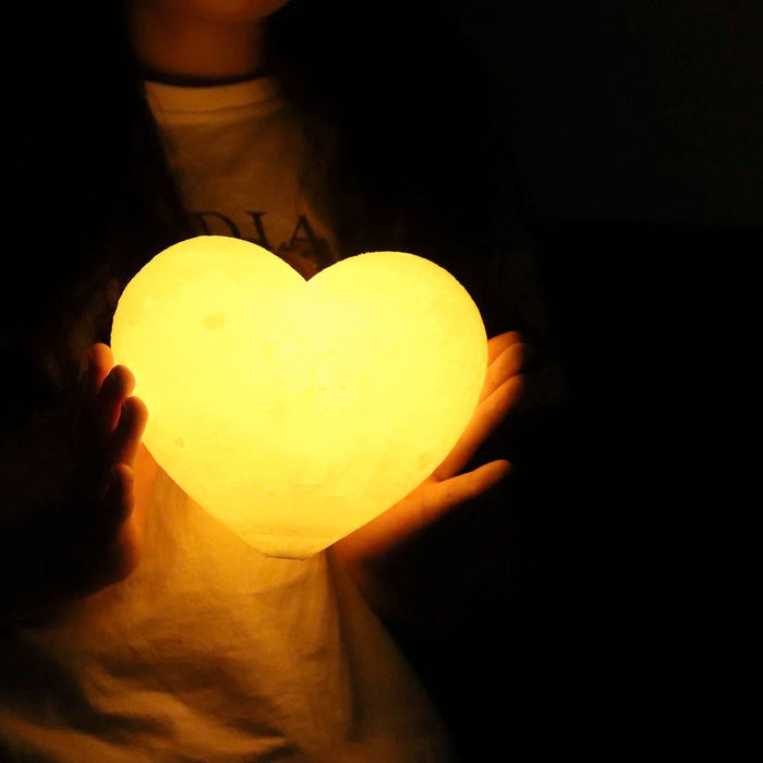 Moonlit Heart Touch Control LED Lamp: lavender-purple, blue-purple heart, minimal style