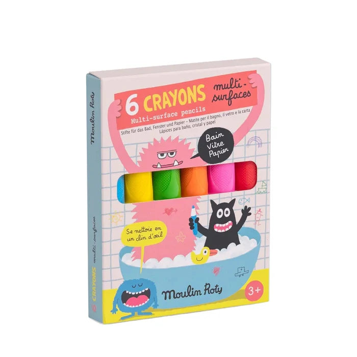 Moulin Roty Schmouks Multi Surface Twistable Crayons – For Windows, Bath & Paper LAST ONE