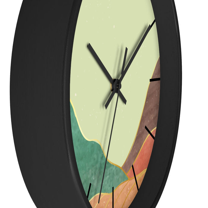 Mountain Serenity Wall Clock: light green, teal green wall clock, minimal, modern abstract style