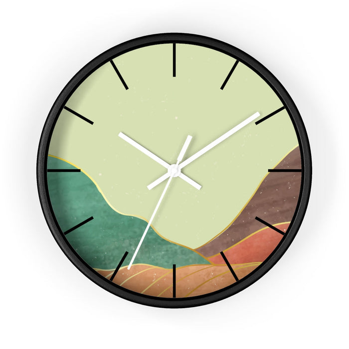 Mountain Serenity Wall Clock: light green, teal green wall clock, minimal, modern abstract style