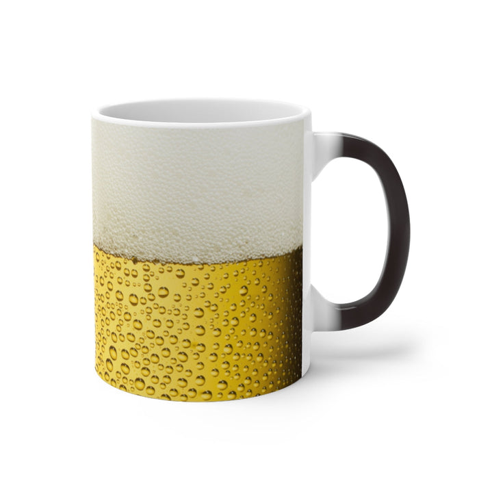Mug that Changes Color: off-white, yellow cylindrical cup or tumbler, minimal style