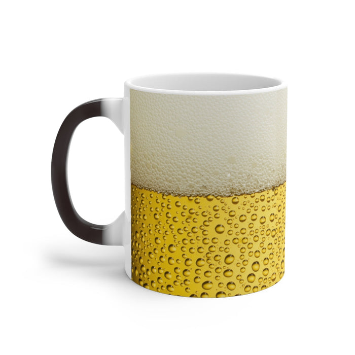Mug that Changes Color: off-white, yellow cylindrical cup or tumbler, minimal style