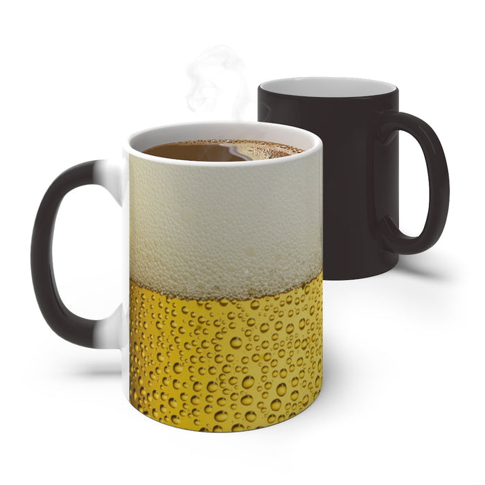 Mug that Changes Color: off-white, yellow cylindrical cup or tumbler, minimal style