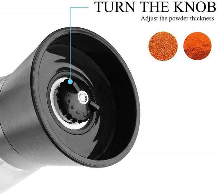 Multi-Function Stainless Steel Grinder for Salt and Pepper: silver, transparent pepper grinder, modern minimal style