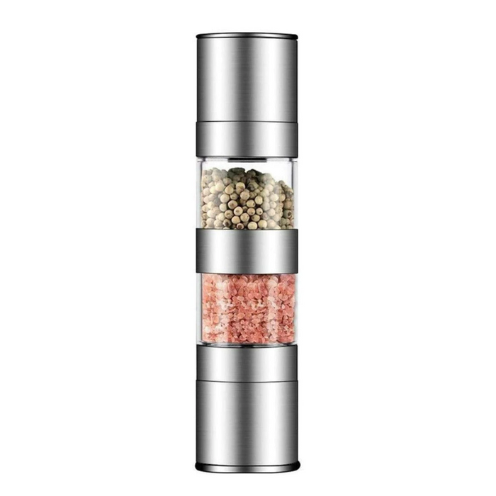 Multi-Function Stainless Steel Grinder for Salt and Pepper: silver, transparent pepper grinder, modern minimal style